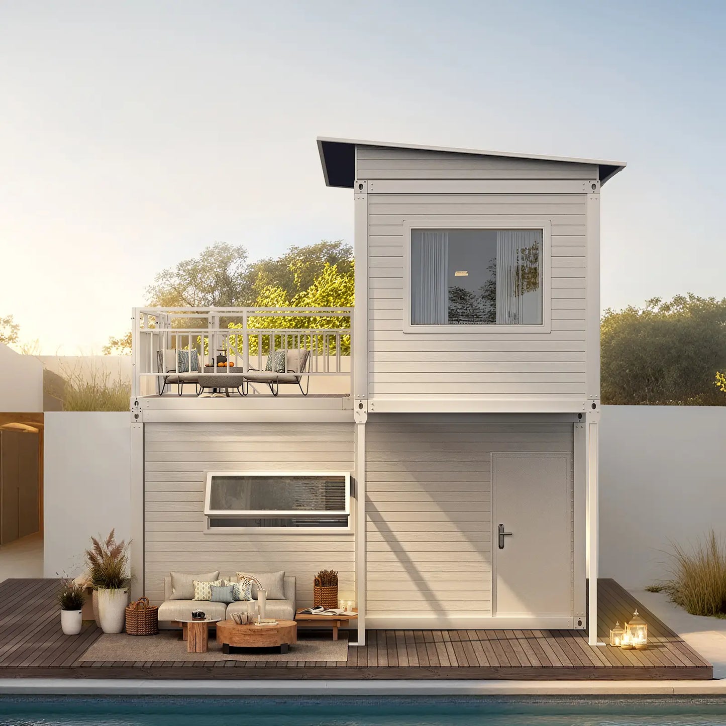 WalkMax Two Story Tiny House, Prefabricated Dwelling with Aesthetic Appeal, Modern Design for Small Spaces, Package Installation
