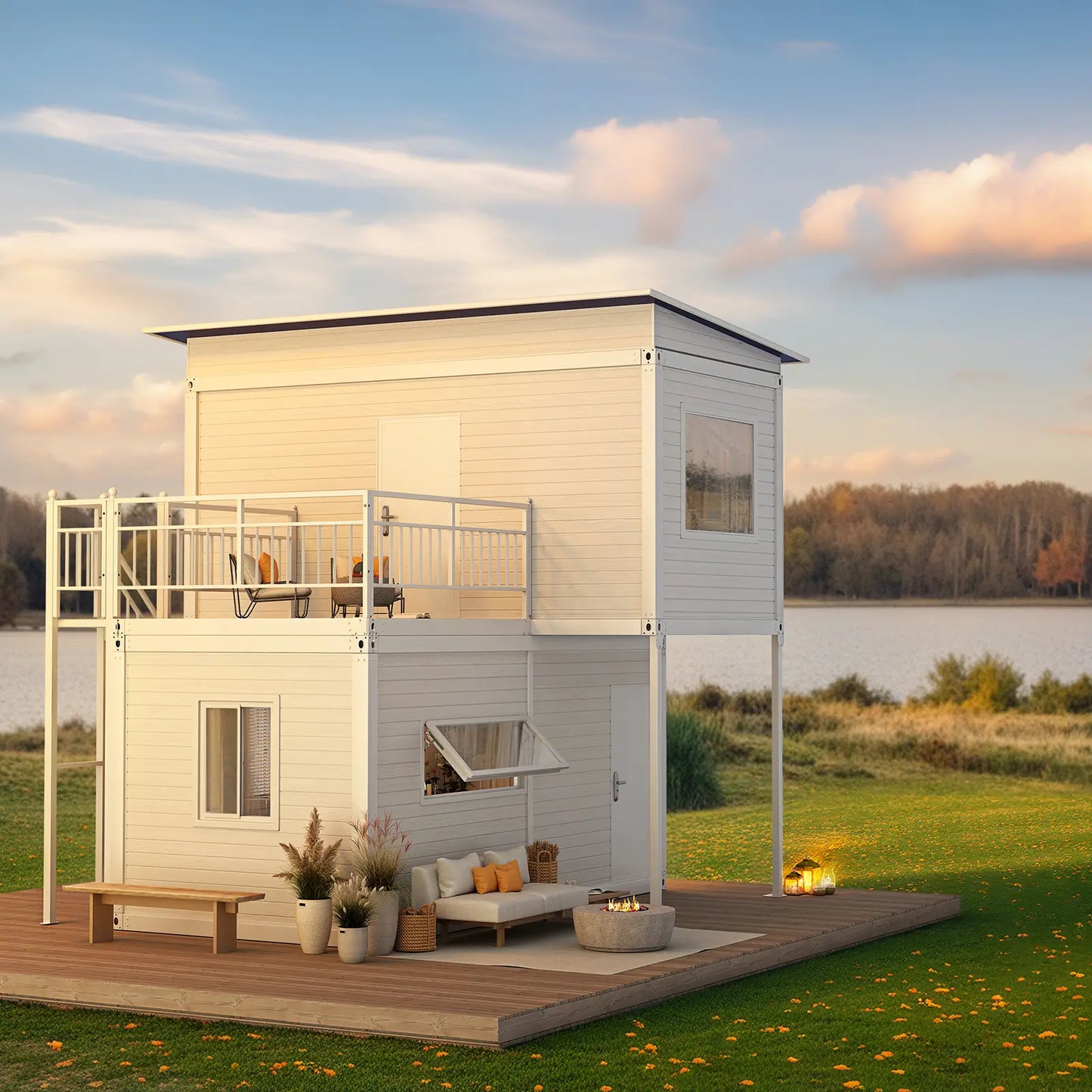 WalkMax Two Story Tiny House, Prefabricated Dwelling with Aesthetic Appeal, Modern Design for Small Spaces, Package Installation