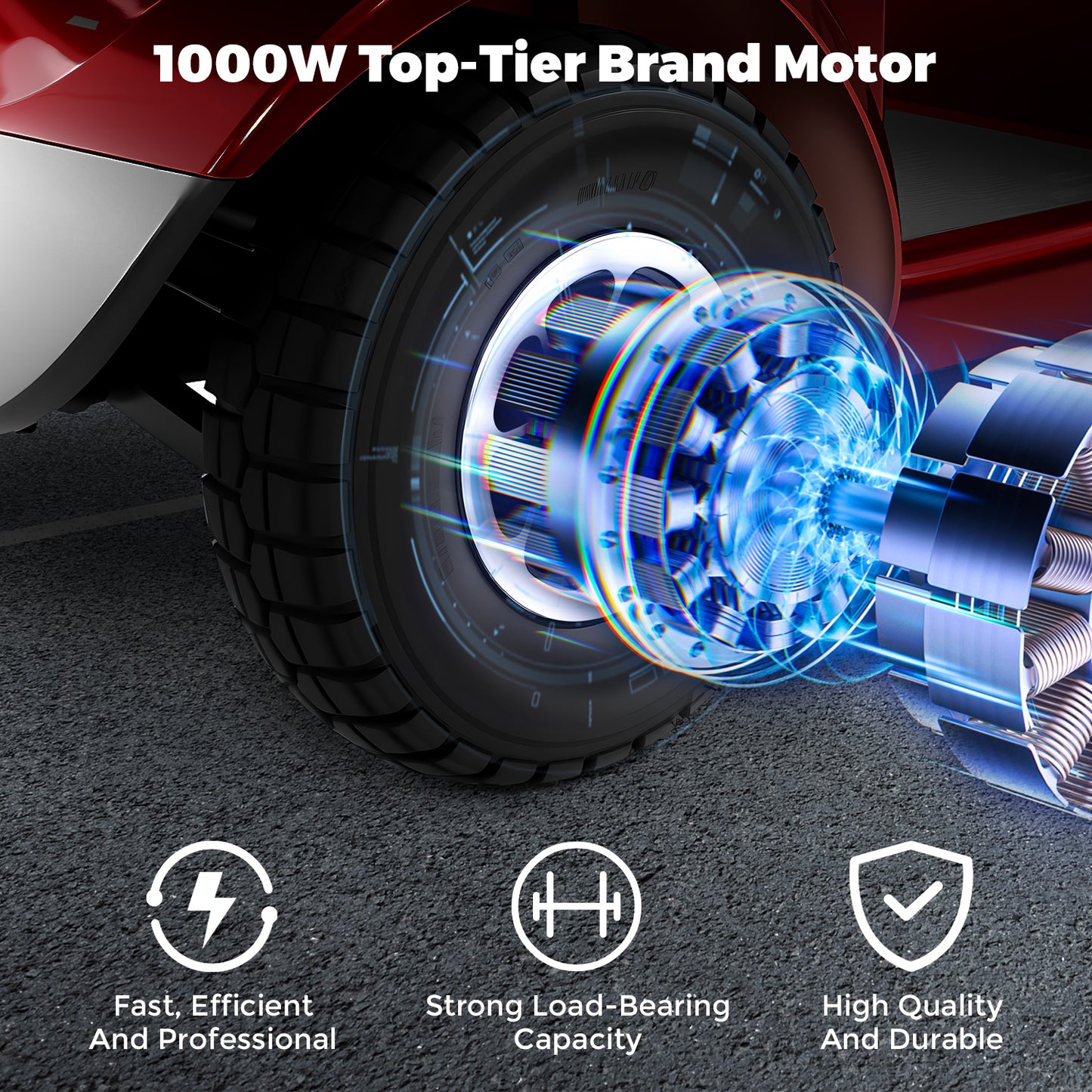 THLAND Heavy Duty 4 Wheel Mobility Scooter for Seniors & Adults, 500 lbs Capacity, Electric Powered Chair with 1000W Motor, All-Terrain Fast Travel, 30 Miles Long Range Battery, Bluetooth Speaker
