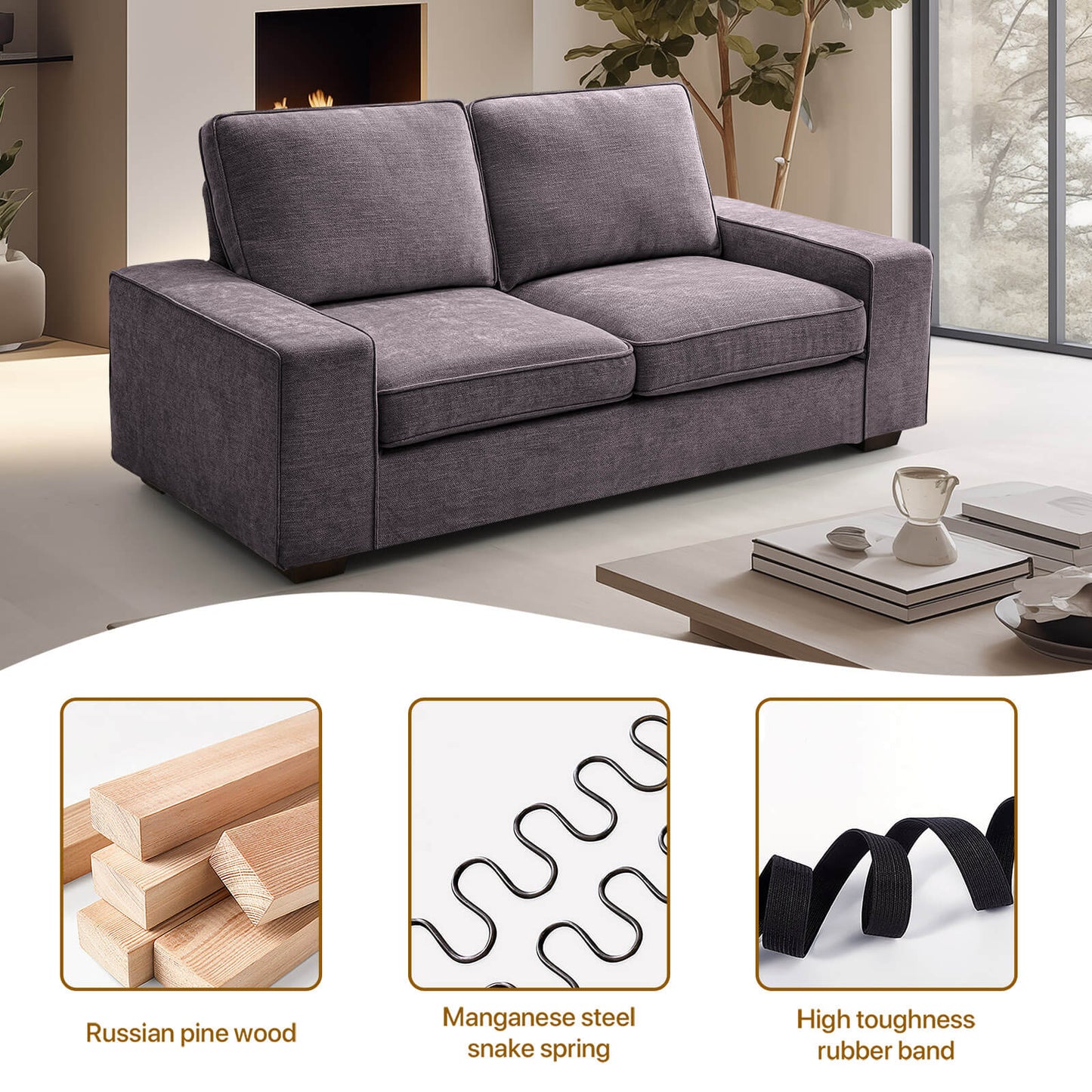 Modern Living Room Sofa, Chenille Sofa/Easy to Install