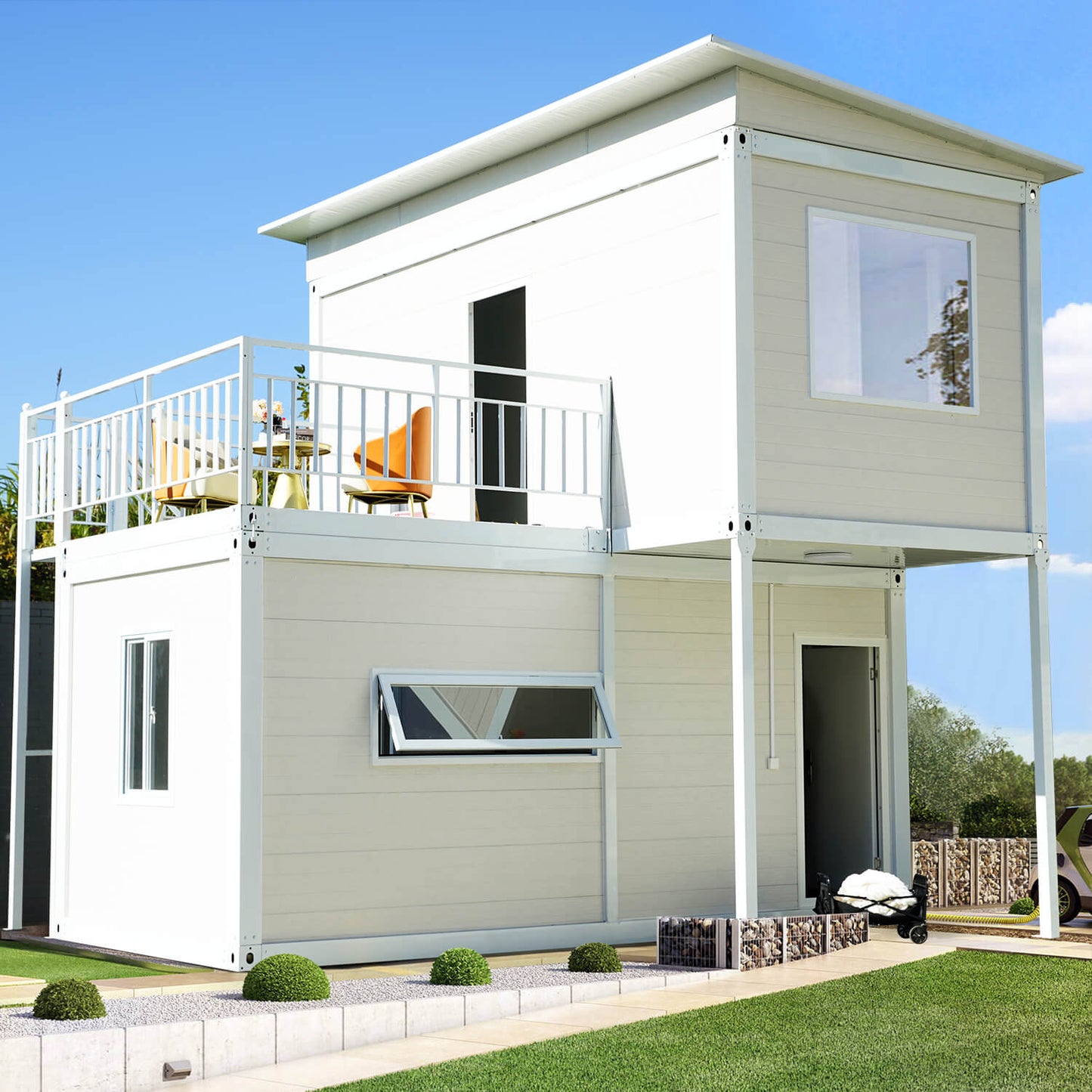 WalkMax Two Story Tiny House, Prefabricated Dwelling with Aesthetic Appeal, Modern Design for Small Spaces, Package Installation