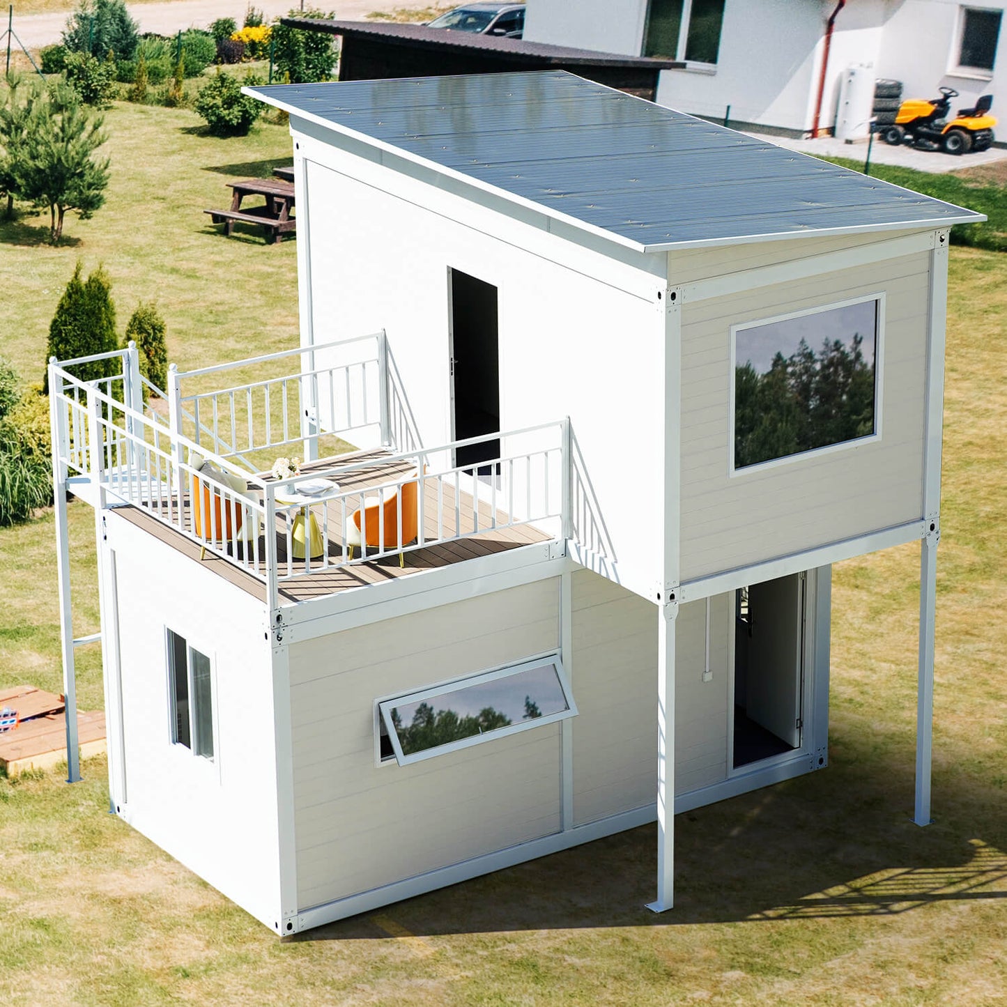 WalkMax Two Story Tiny House, Prefabricated Dwelling with Aesthetic Appeal, Modern Design for Small Spaces, Package Installation