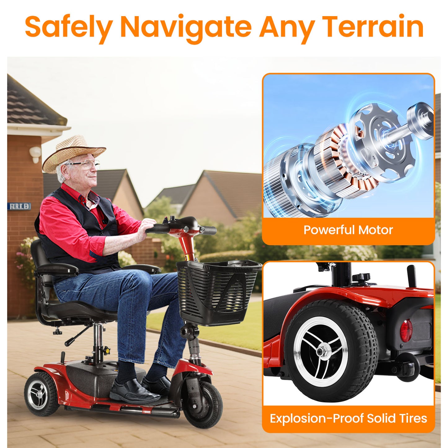 THLAND Mobility Scooter - Portable Folding Electric Mobility Scooter Ideal for Seniors, Adults, Handicapped, and Elderly Travelers. Comes with Battery, Charger, and Basket Included,blue