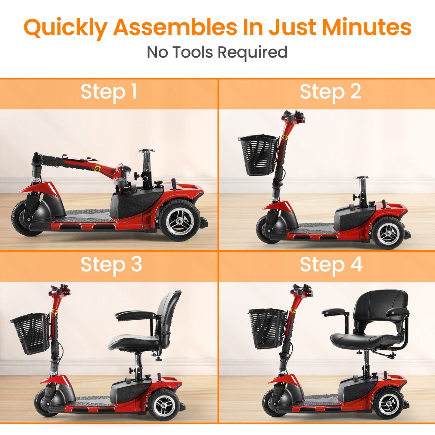 THLAND Mobility Scooter - Portable Folding Electric Mobility Scooter Ideal for Seniors, Adults, Handicapped, and Elderly Travelers. Comes with Battery, Charger, and Basket Included,blue
