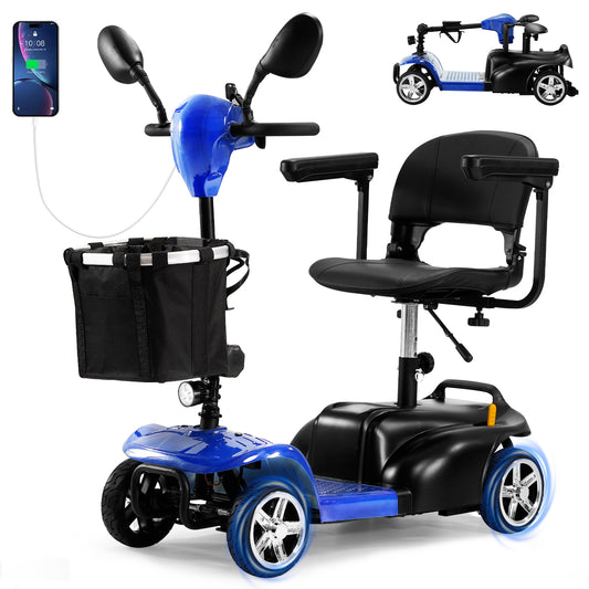THLAND 30 Miles Long Range 4 Wheel Electric Mobility Scooter with 350W Motor - Foldable Mobility Scooter for Adults/Seniors - Compact Heavy Duty Mobility for Travel, 300 lb Capacity