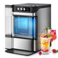 THLAND Nugget Ice Maker Countertop with Handle,Chewable Crunchable Countertop Nugget Ice Maker,41Lbs/24H, Self-Cleaning, One-Click Operation, Stainless Steel,Ideal for Parties, Kitchens, Bars(Silver)