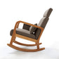 Solid Wood Rocking Chair with Thick Cushion, Glider, Adjustable Headrest and Lumbar Support