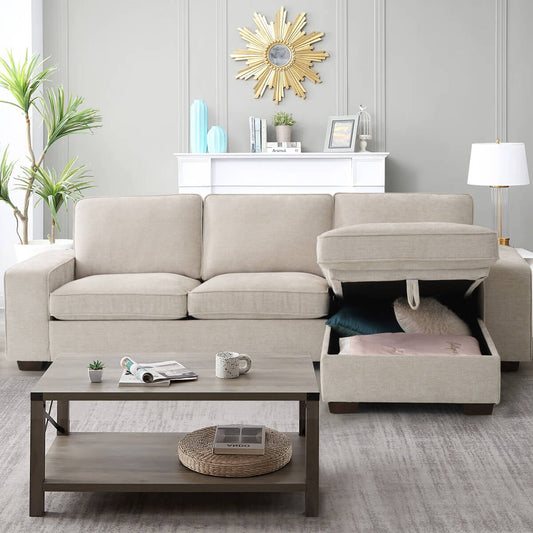 99" L-Shaped Convertible Sectional Sofa with 190L Storage Chaise