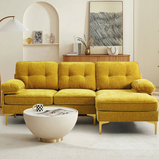 Convertible Sectional Sofa 83" L Shaped Couch with Reversible Chaise, Chenille Fabric
