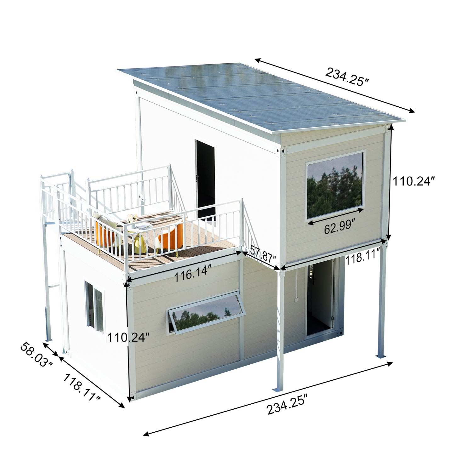 WalkMax Two Story Tiny House,  Prefabricated Dwelling with Aesthetic Appeal, Modern Design for Small Spaces, Package Installation